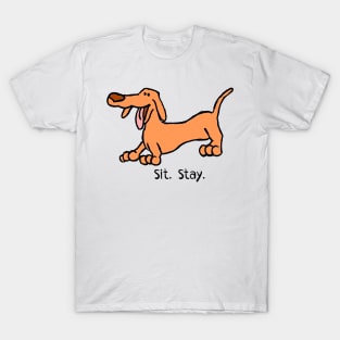 Sit Stay Daft Dachshund Sausage Weiner Dog T-Shirt